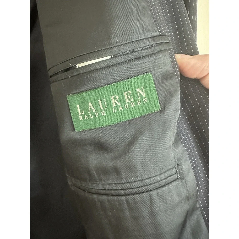 Lauren‎ Ralph Lauren 100% Wool Jacket Mens 48R Navy Pinstripe Blazer Sport Coat